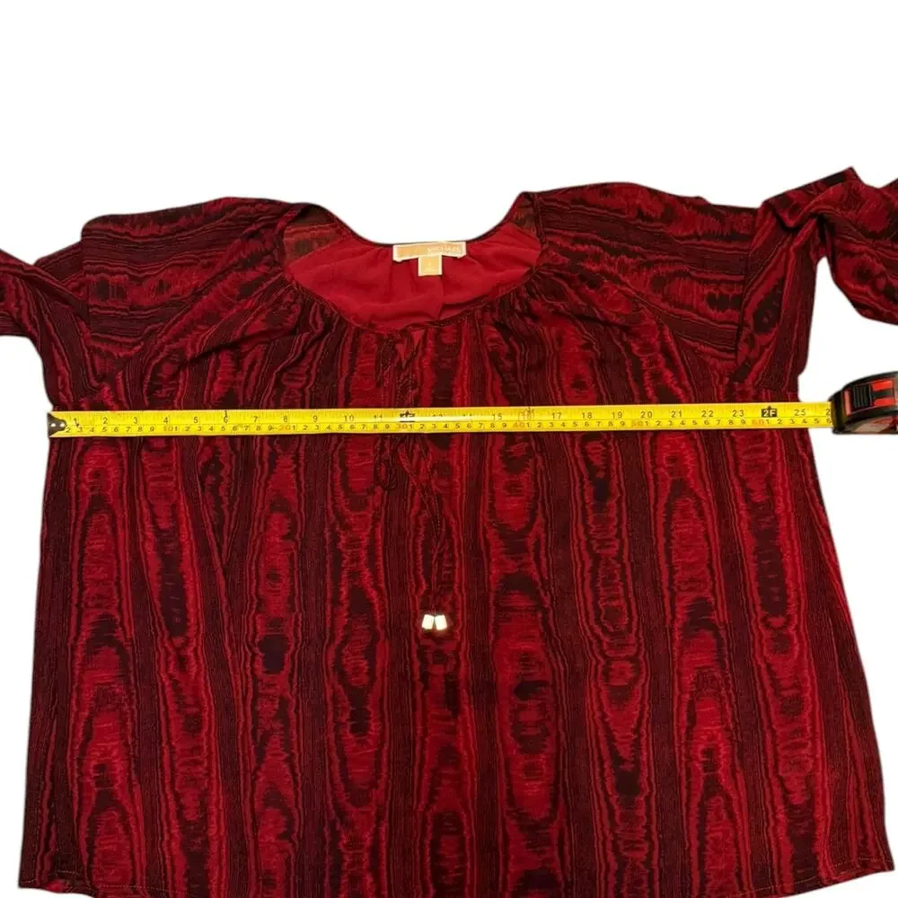 Michael Kors Red Long Sleeve Peasant Blouse Shirt Size Small